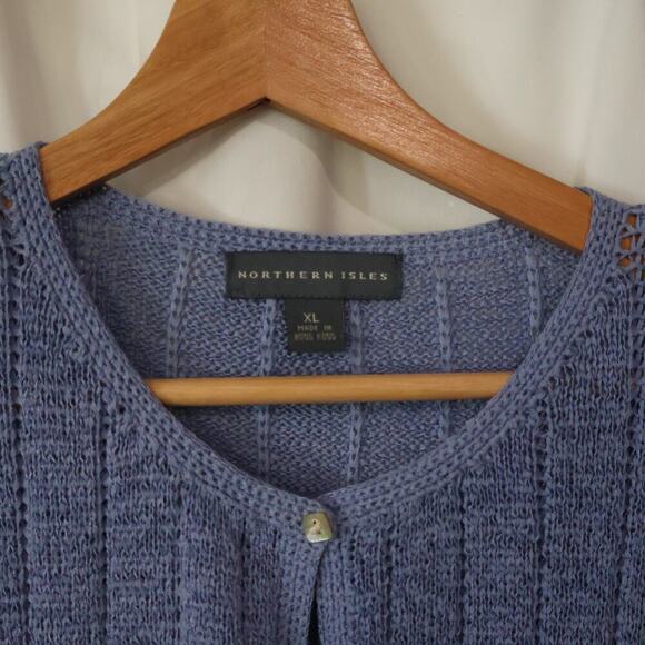 Northern Isles Lite Blue Cardigan Sweater XL, Pearl buttons, Excellent condition - Picture 3 of 16